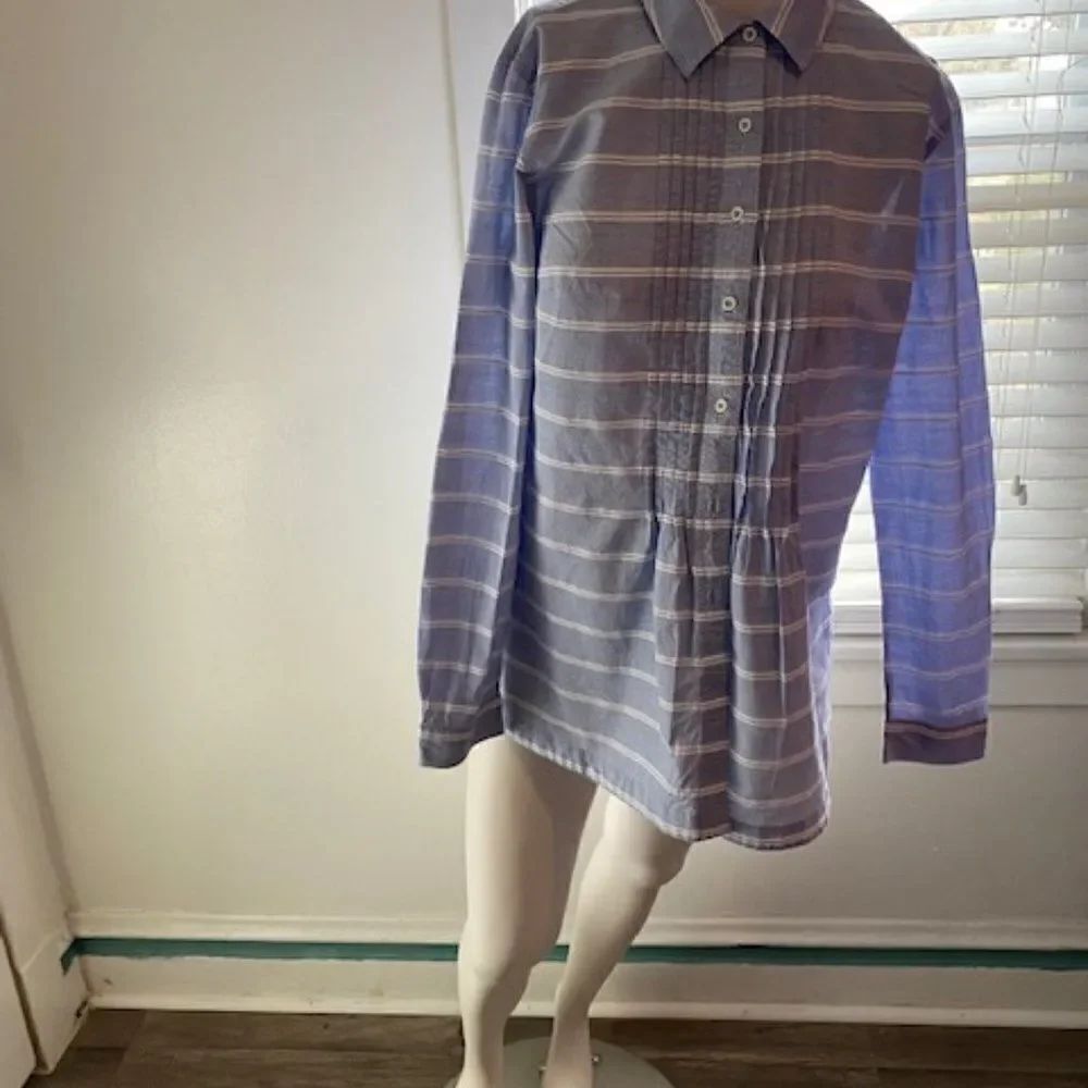 Talbots Blue/White button-down stripe tunic. size Small